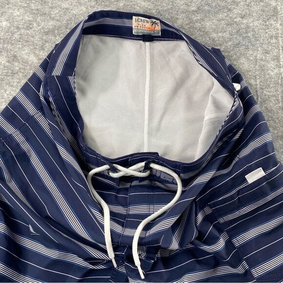 J. Crew‎ Mens Blue/Gray Striped Lined Flex Swimwear Shorts Size 33 - Picture 8 of 11